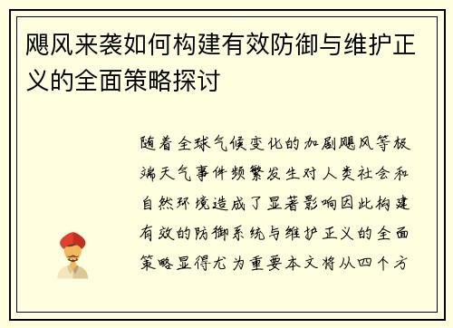 飓风来袭如何构建有效防御与维护正义的全面策略探讨